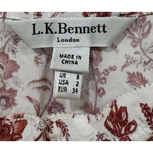 LK Bennett Glenda Wallpaper Top Womens Size 2 Pink Multi Floral Print Cotton - Picture 4 of 10